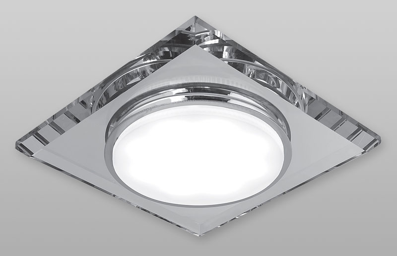 Светильник ODEON GX53 D12S квадрат зеркало метал